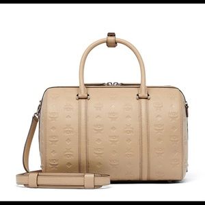 MCM Essential Boston Bag in Monogrammed Leather